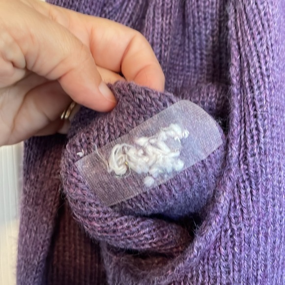 Women’s Peruvianan Link Alpaca cardigan sweater XL purple open front. Repaired - Picture 6 of 15